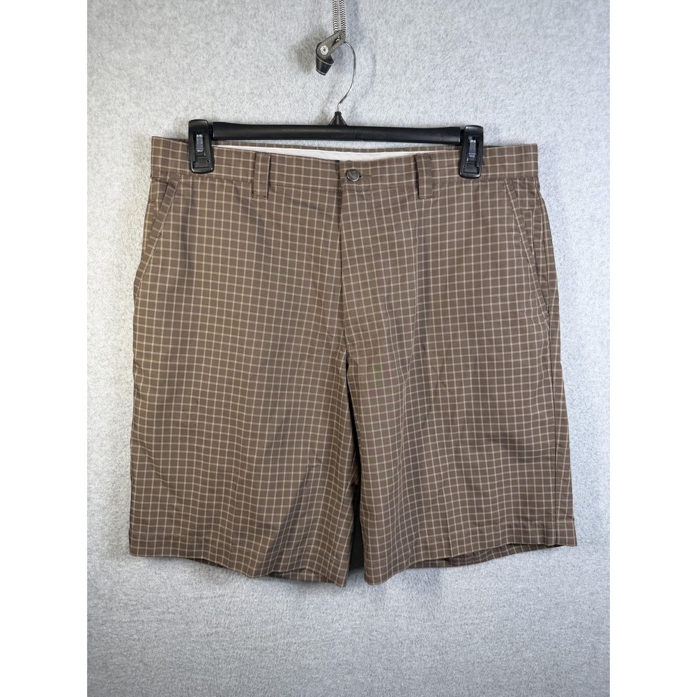 Callaway Shorts Mens 36 Brown Check X Series Golf Microfiber Flat Front‎ Pockets